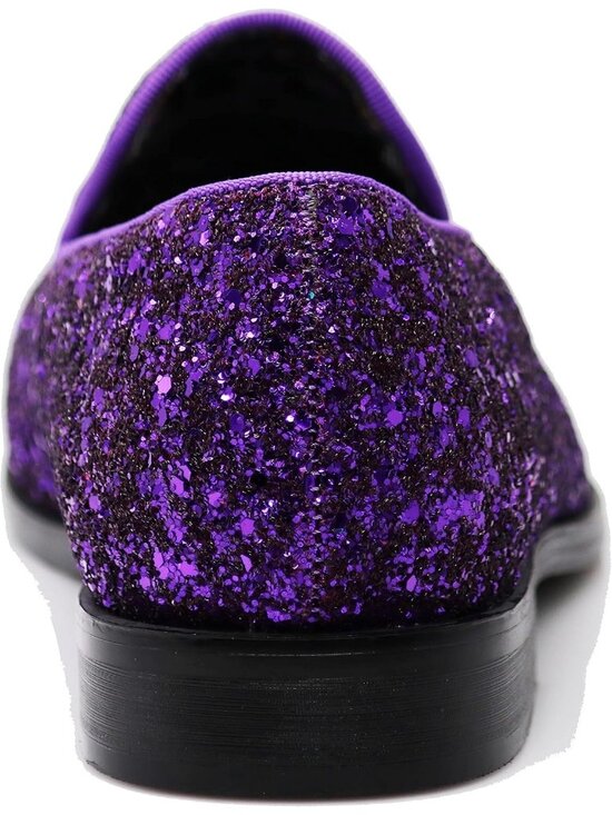 Men\'s Purple Vintage Glitter Loafers Slip On Tuxedo Dress Party Classic Shoes main image 4